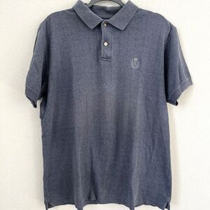 Chaps Men's Gray‎ Polo Short Sleeve Size Medium Cotton Preppy Striped Faded